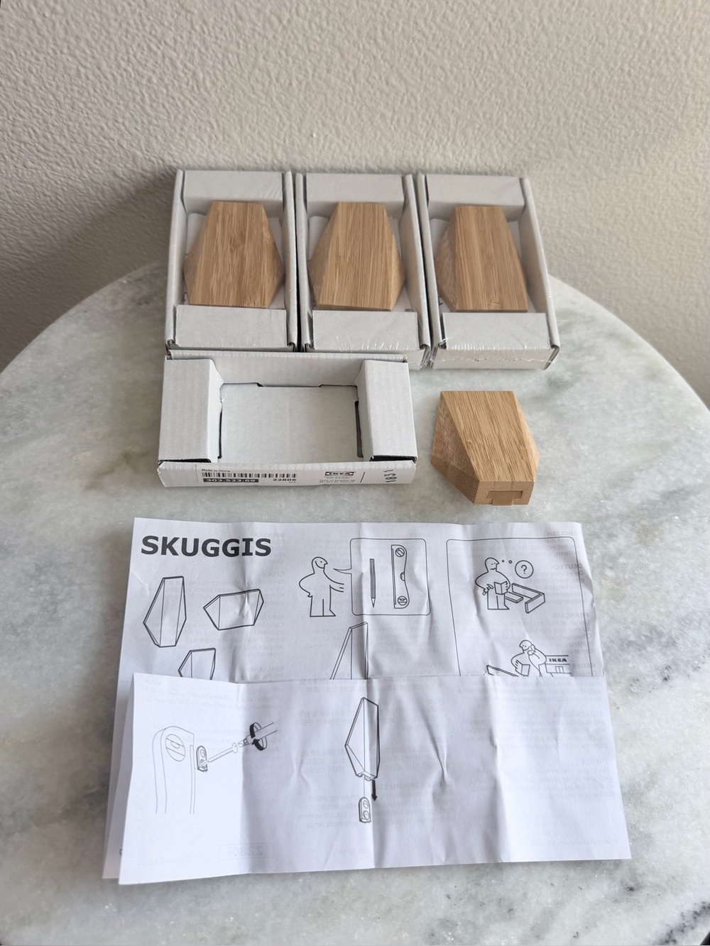 IKEA SKUGGIS Oak Wall Hook Set of 4